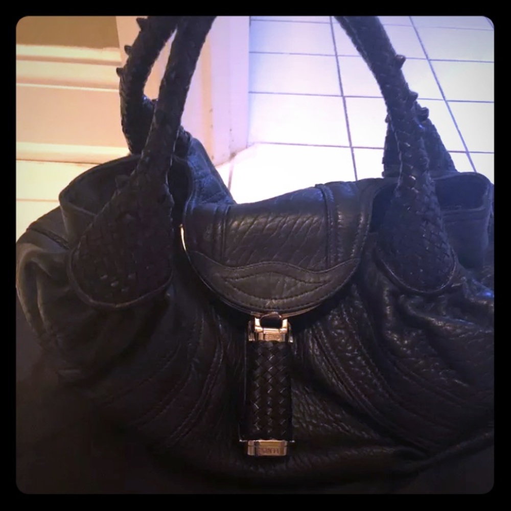 immaculate Condition Fendi Black Leather Spy Bag
